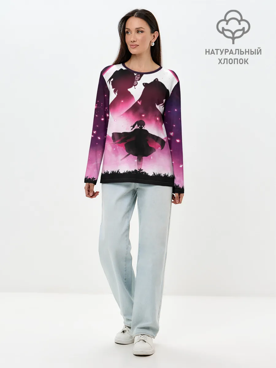 Лонгслив женский. Хлопок / Столп Бабочки