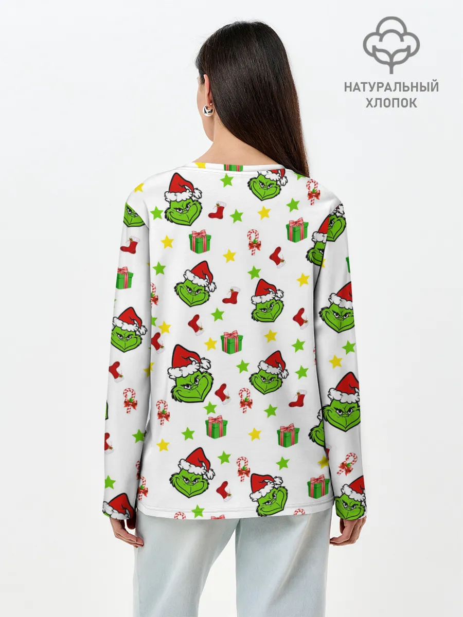 Лонгслив женский. Хлопок / Гринч