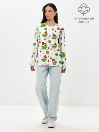 Лонгслив женский. Хлопок / Гринч