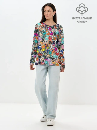 Лонгслив женский. Хлопок / Among Us sticker bombing