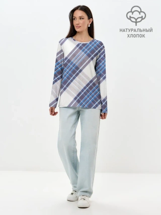 Лонгслив женский. Хлопок / Шотландка | Scottish | Tartan