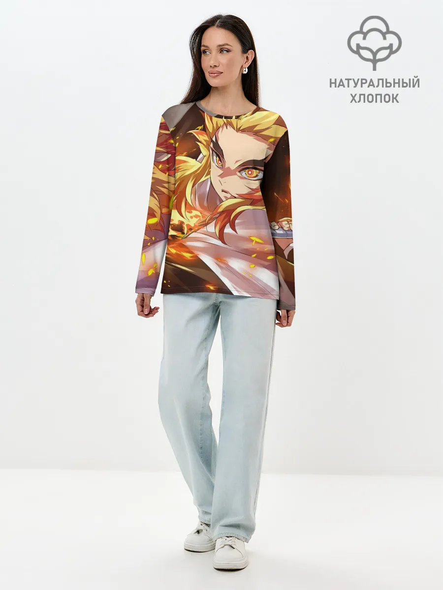 Лонгслив женский. Хлопок / Клинок Рассекающий Демонов