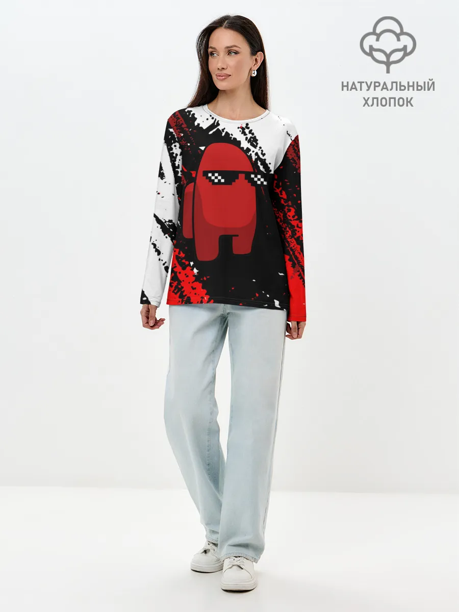 Лонгслив женский. Хлопок / Among Us Sus Life Imposter.