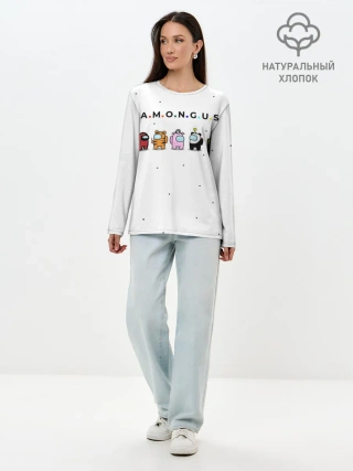 Лонгслив женский. Хлопок / Among Us | Белый Космос