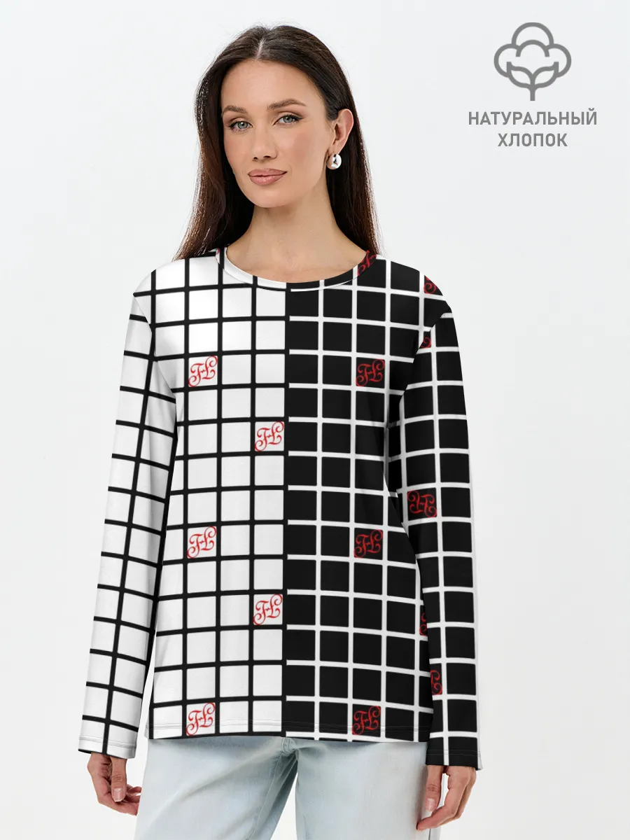 Лонгслив женский. Хлопок / Разносторонняя сетка Fumrre