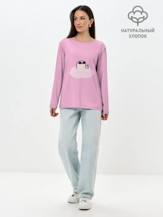Лонгслив женский. Хлопок / мем