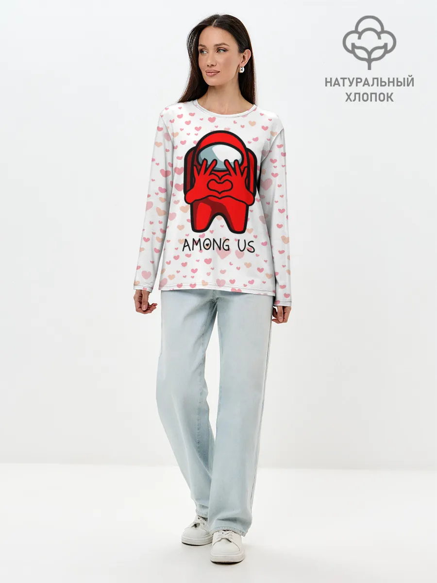 Лонгслив женский. Хлопок / AMONG US - СЕРДЕЧКО