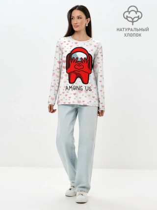 Лонгслив женский. Хлопок / AMONG US - СЕРДЕЧКО