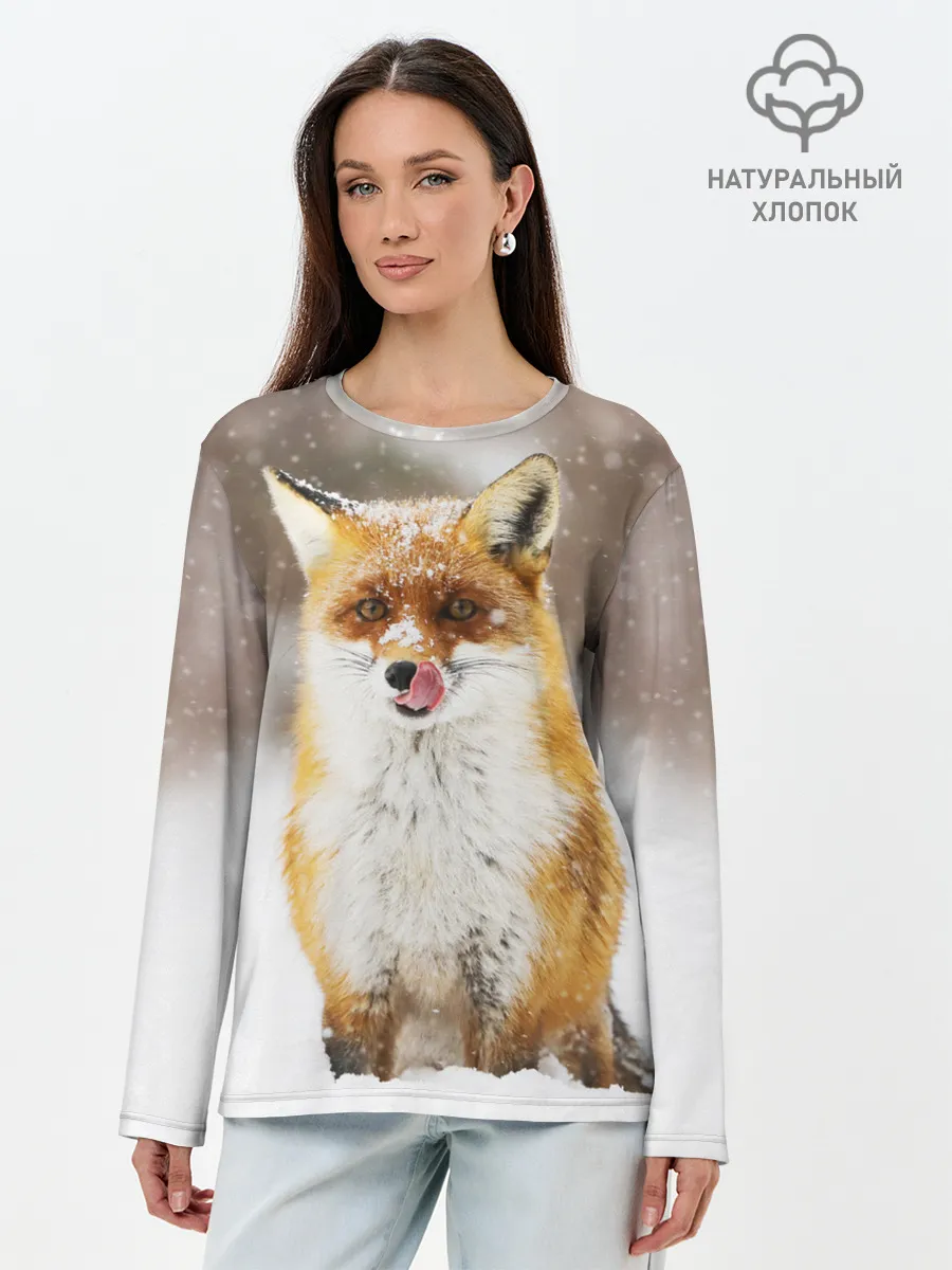 Лонгслив женский. Хлопок / Лиса