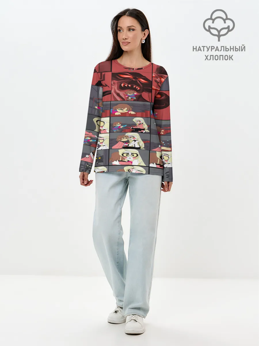 Лонгслив женский. Хлопок / Отель Хазбин