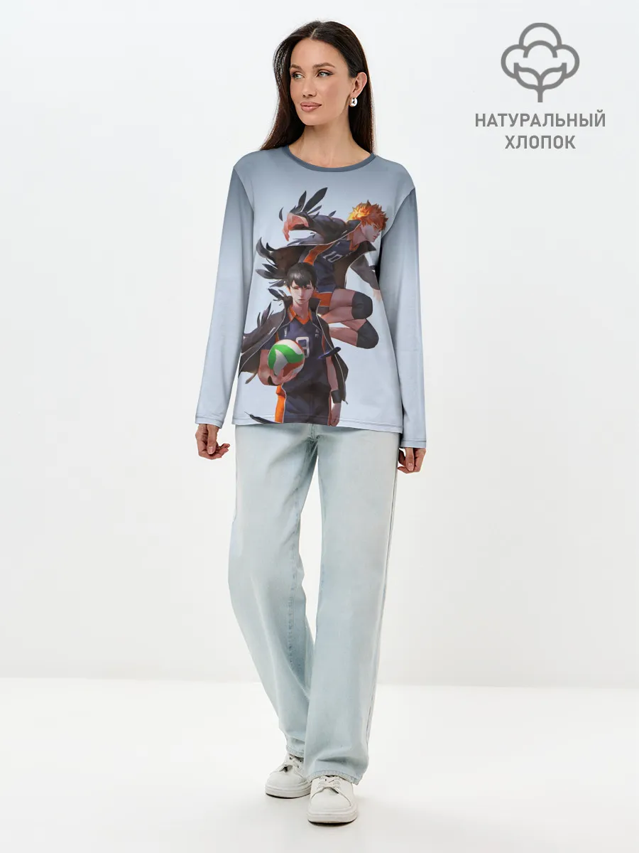 Лонгслив женский. Хлопок / Хината и Тобио