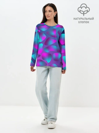 Лонгслив женский. Хлопок / Неоновые капли