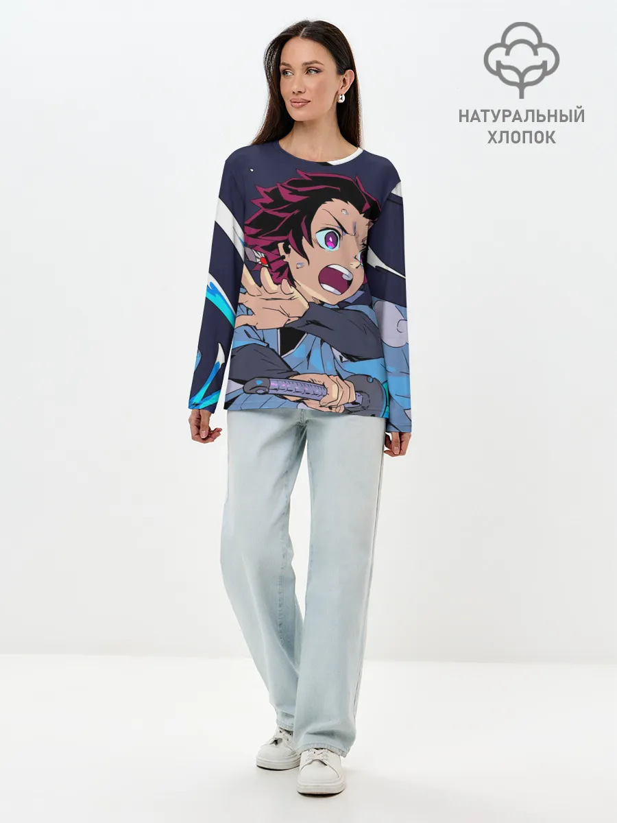 Лонгслив женский. Хлопок / Клинок Рассекающий Демонов