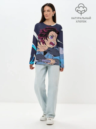 Лонгслив женский. Хлопок / Клинок Рассекающий Демонов