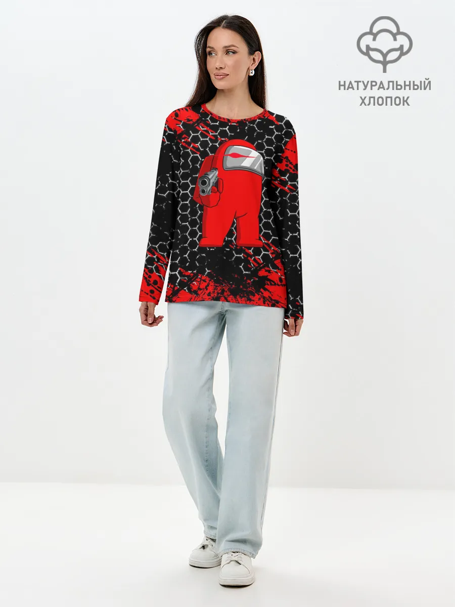 Лонгслив женский. Хлопок / Among Us Impostor Gun