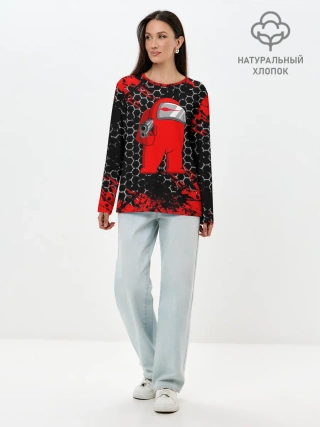 Лонгслив женский. Хлопок / Among Us Impostor Gun