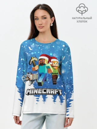 Лонгслив женский. Хлопок / Новогодний Манкрафт