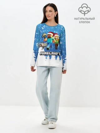 Лонгслив женский. Хлопок / Новогодний Манкрафт