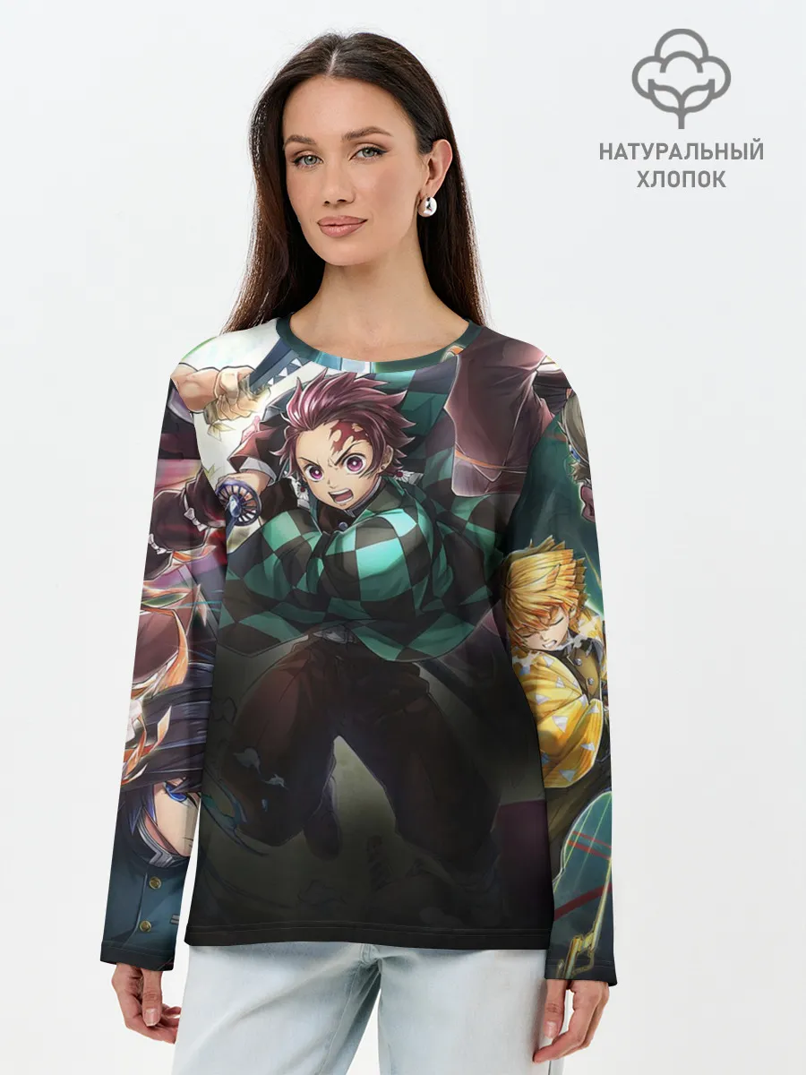 Лонгслив женский. Хлопок / КЛИНОК РАССЕКАЮЩИЙ ДЕМОНОВ