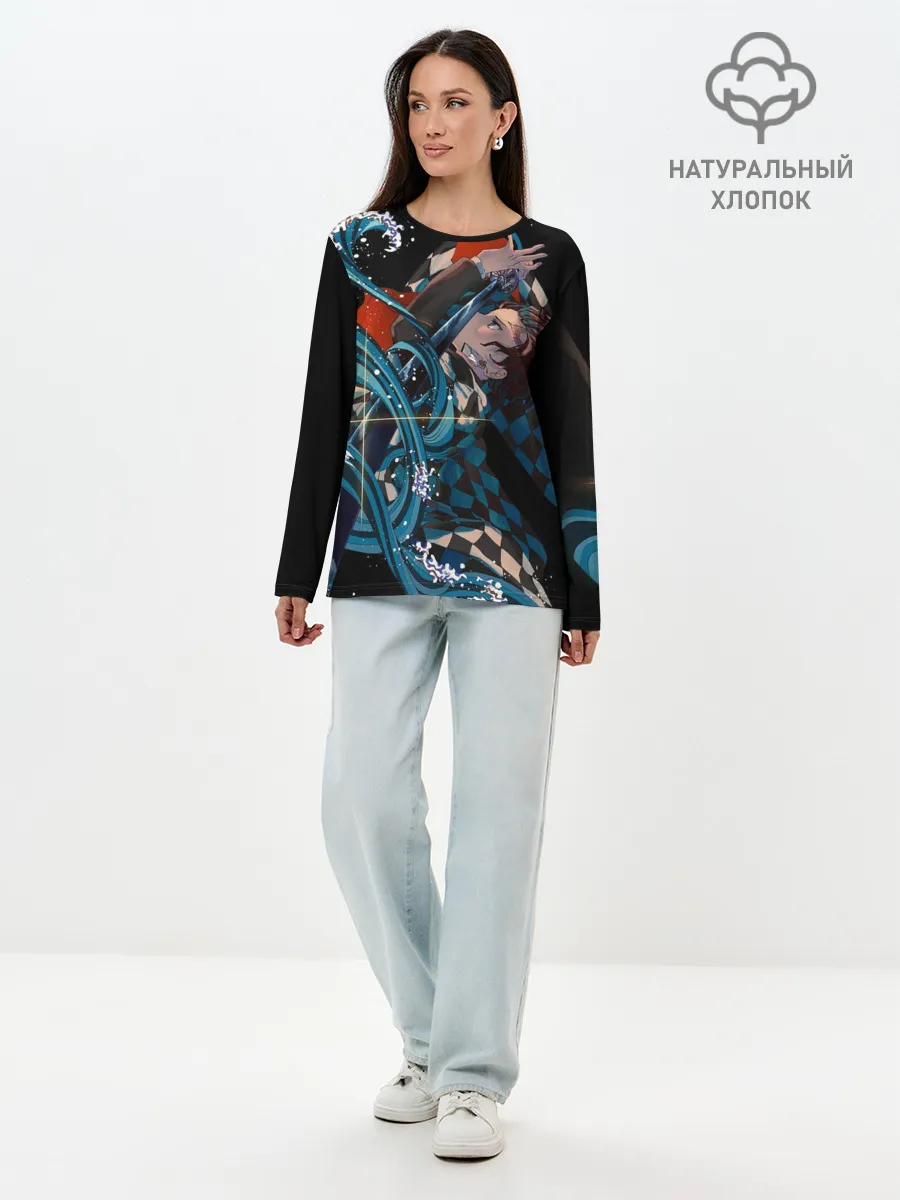 Лонгслив женский. Хлопок / КЛИНОК РАССЕКАЮЩИЙ ДЕМОНОВ