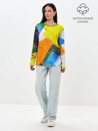 Лонгслив женский. Хлопок / Геометрический хаос