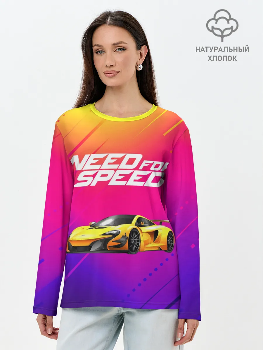 Лонгслив женский. Хлопок / NEED FO SPEED