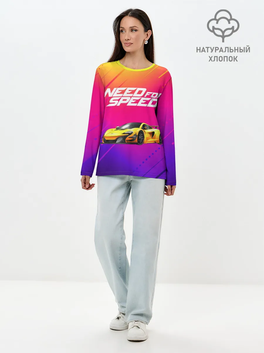 Лонгслив женский. Хлопок / NEED FO SPEED
