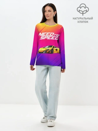 Лонгслив женский. Хлопок / NEED FO SPEED