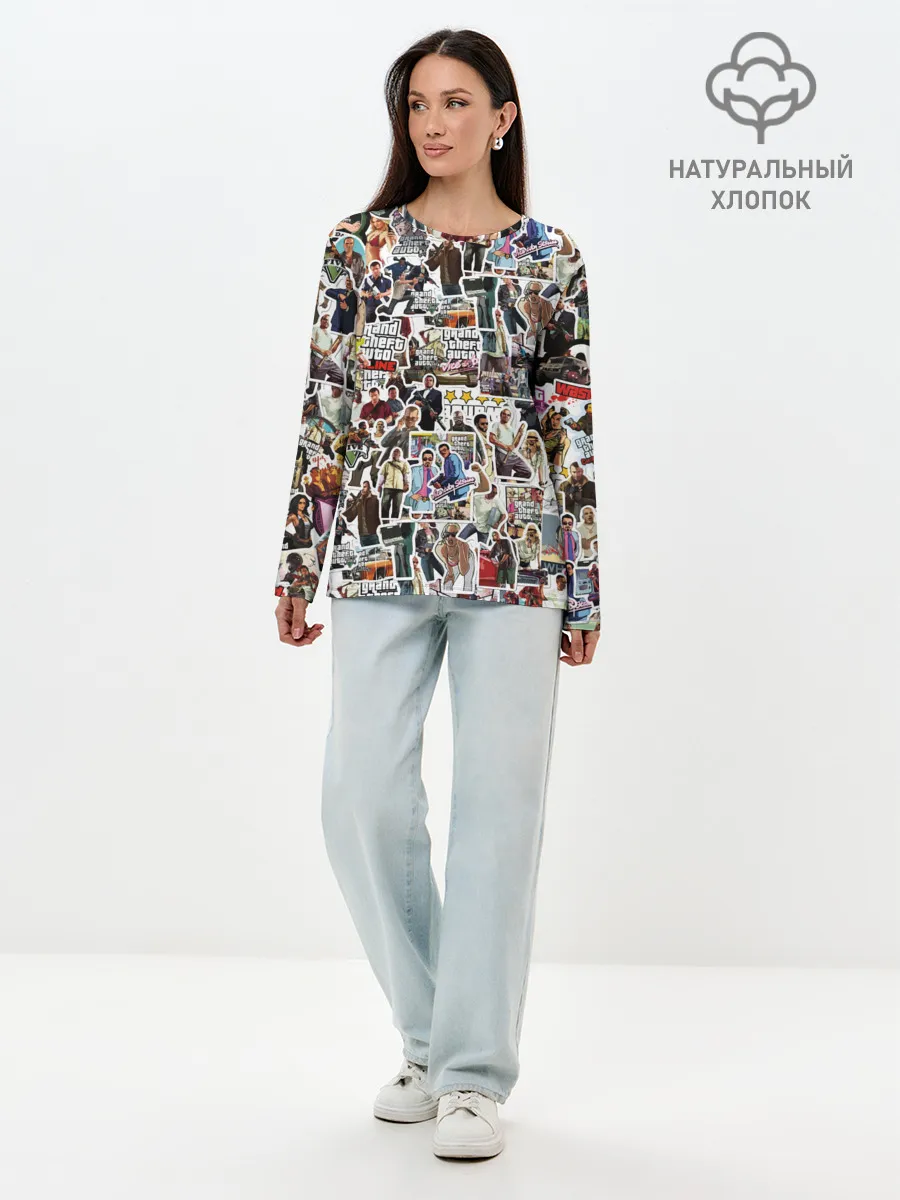 Лонгслив женский. Хлопок / GTA Sticker Bombing