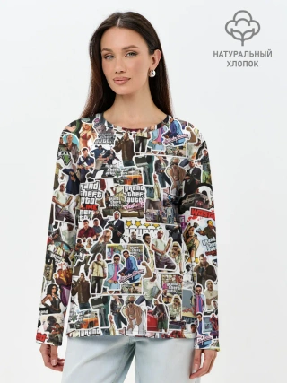 Лонгслив женский. Хлопок / GTA Sticker Bombing