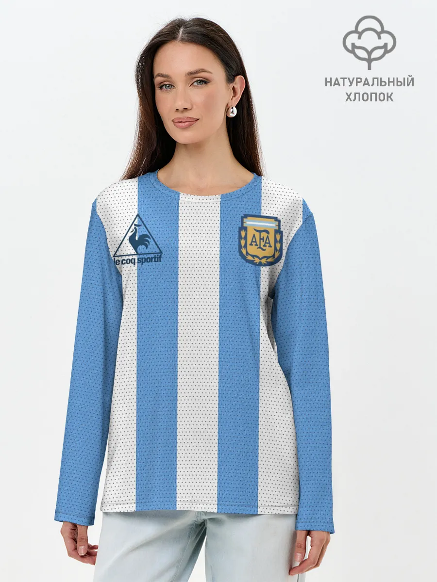 Лонгслив женский. Хлопок / Джерси Марадоны с автографом