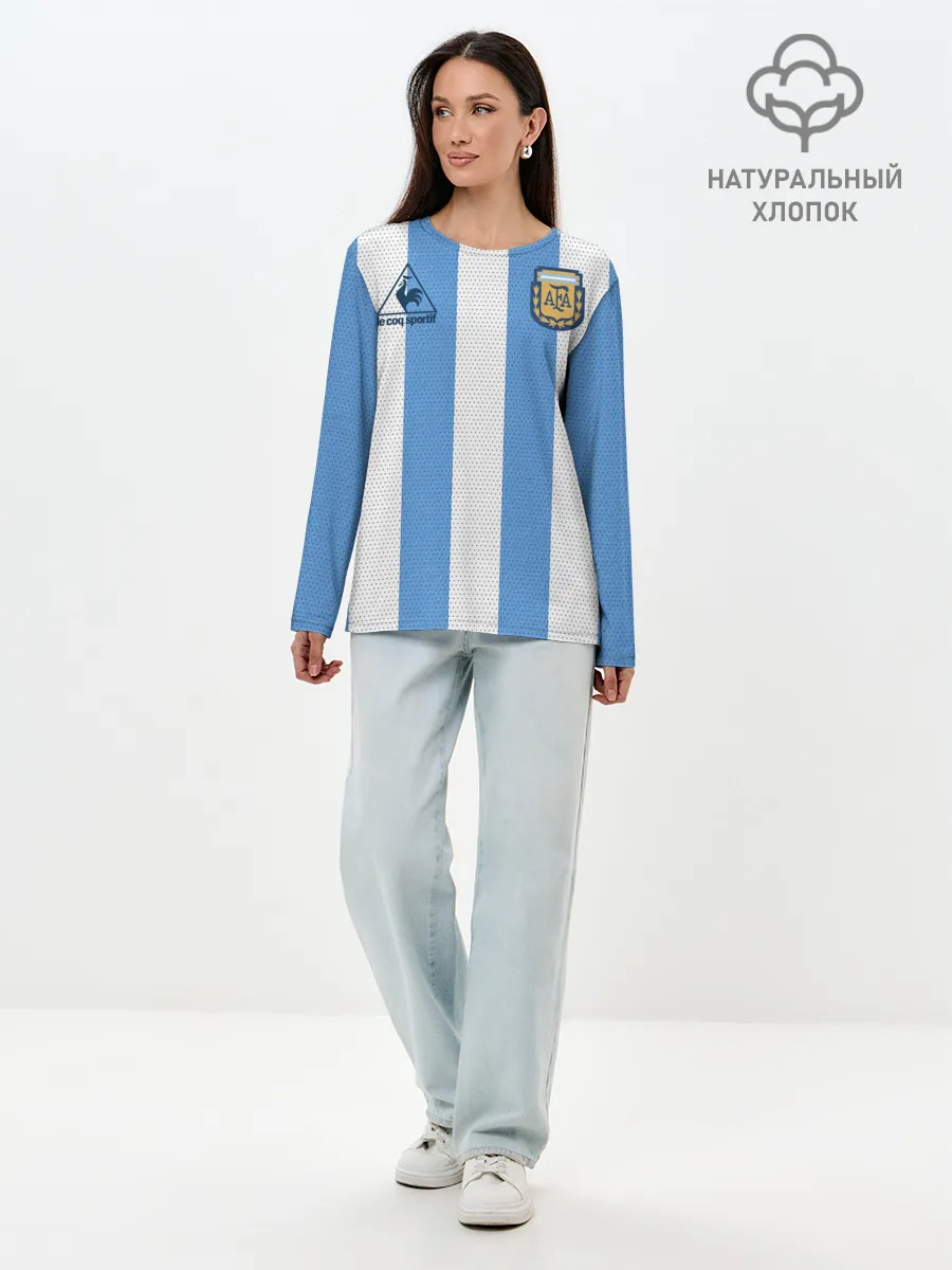 Лонгслив женский. Хлопок / Джерси Марадоны с автографом