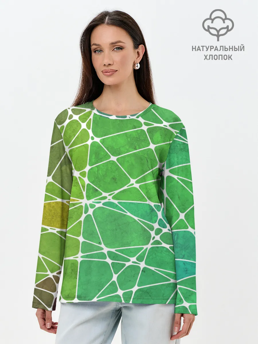 Лонгслив женский. Хлопок / Абстракция камень