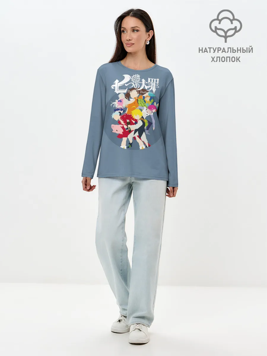 Лонгслив женский. Хлопок / Nanatsu no Taizai силуэты героев