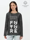 Лонгслив женский. Хлопок / Надпись Hack the future