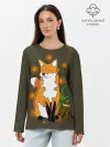 Лонгслив женский. Хлопок / Лиса в лесу