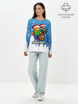 Лонгслив женский. Хлопок / Новогодний Манкрафт