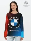 Лонгслив женский. Хлопок / BMW - Снежный