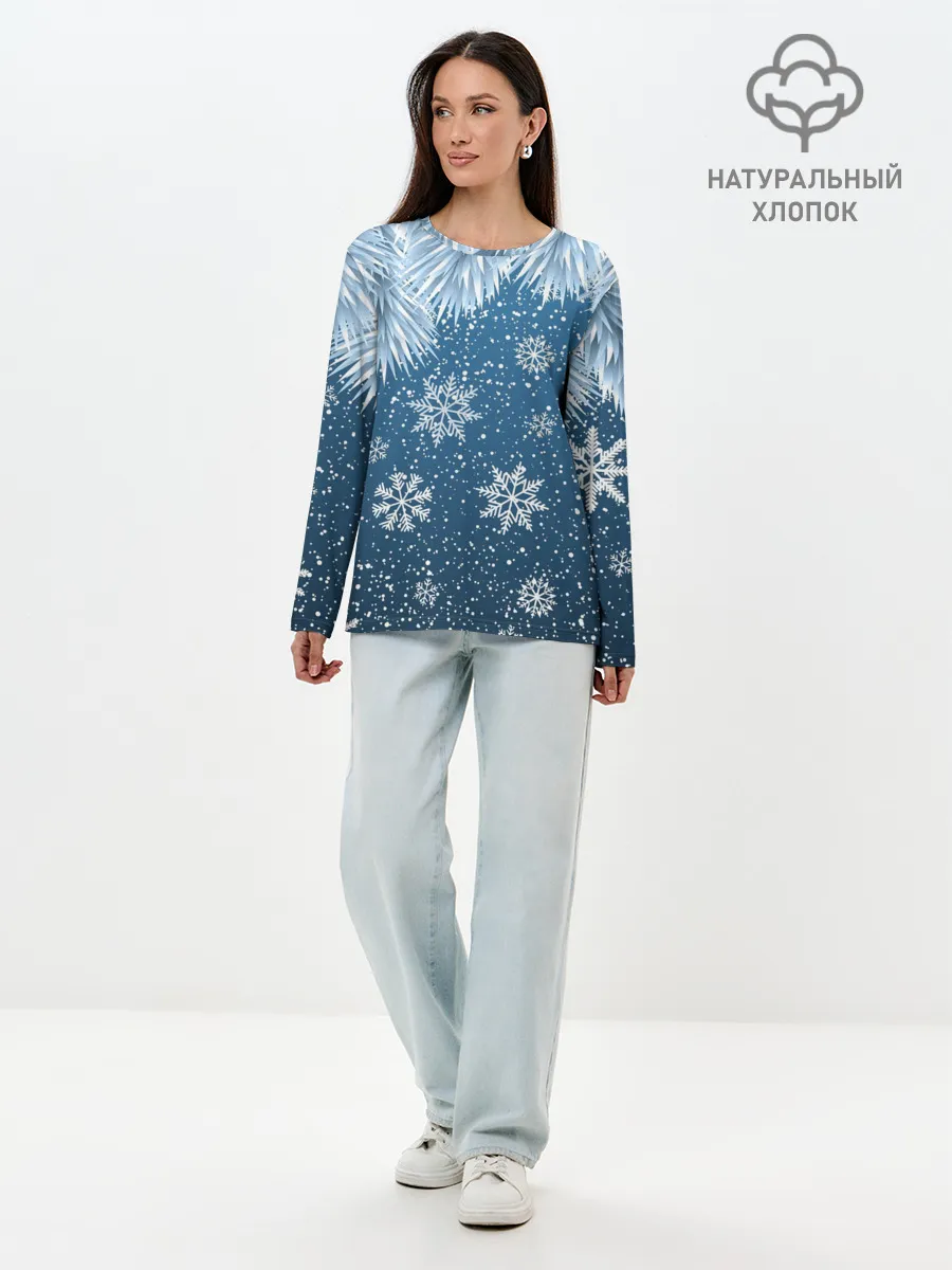 Лонгслив женский. Хлопок / Снежное Настроенние