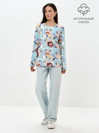 Лонгслив женский. Хлопок / Аква Коносуба Aqua Konosuba