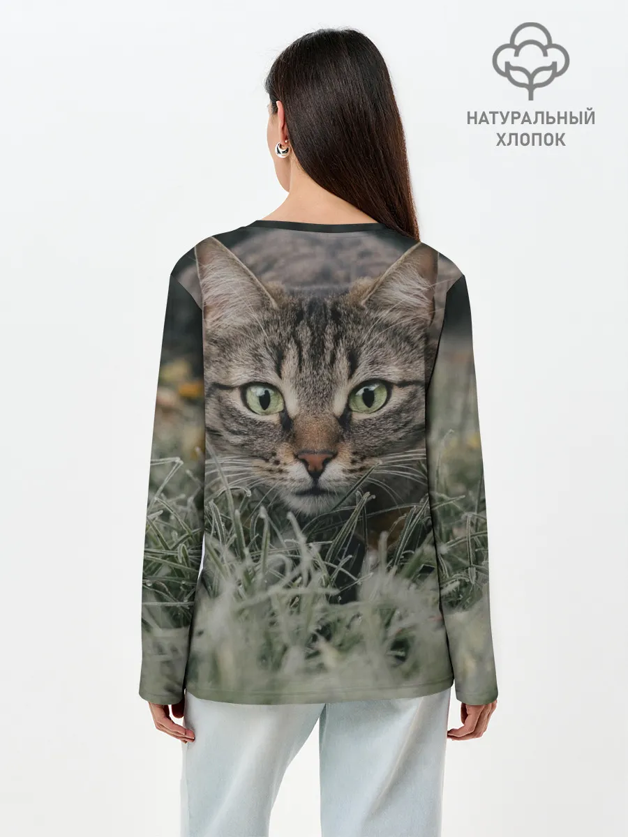 Лонгслив женский. Хлопок / Кошка