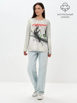 Лонгслив женский. Хлопок / CYBERPUNK 2077