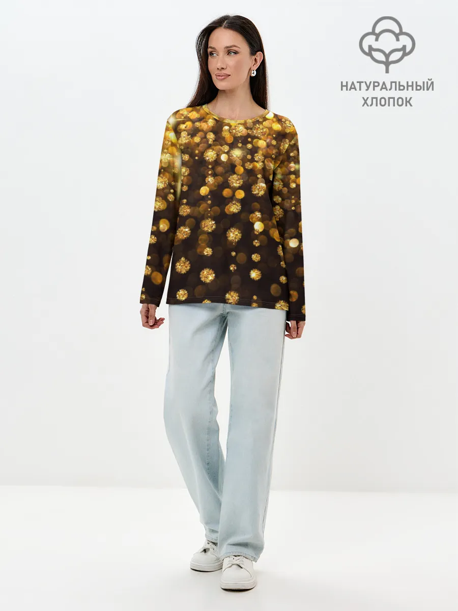 Лонгслив женский. Хлопок / ЗОЛОТЫЕ БЛЕСТКИ