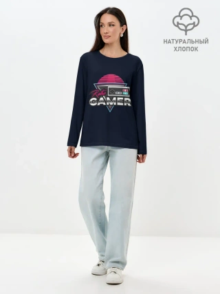 Лонгслив женский. Хлопок / Retro Gamer