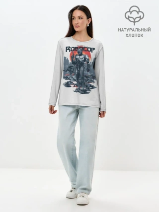 Лонгслив женский. Хлопок / Робот полицейский