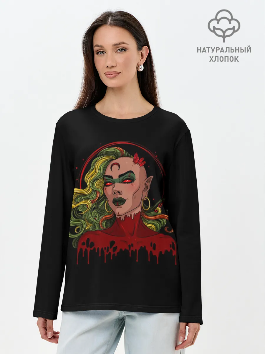 Лонгслив женский. Хлопок / Ведьма