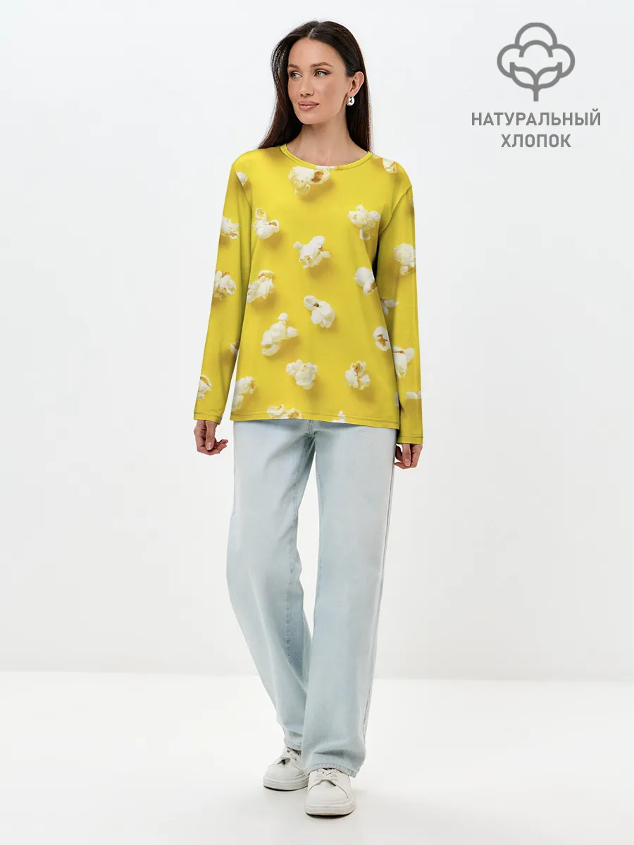 Лонгслив женский. Хлопок / Попкорн