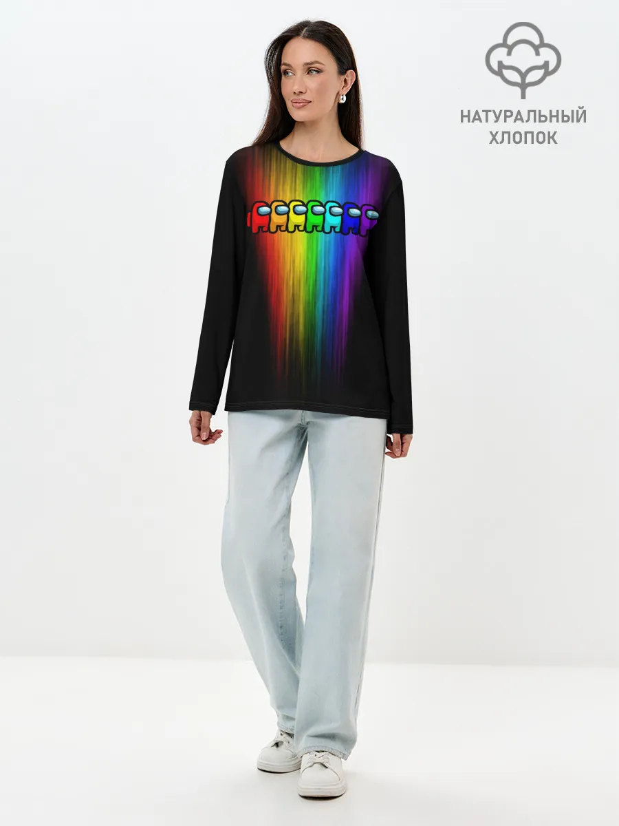 Лонгслив женский. Хлопок / AMONG US - РАДУГА