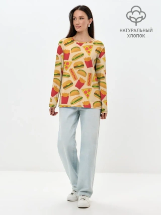 Лонгслив женский. Хлопок / Фастфуд