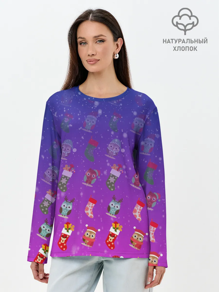 Лонгслив женский. Хлопок / Новый год